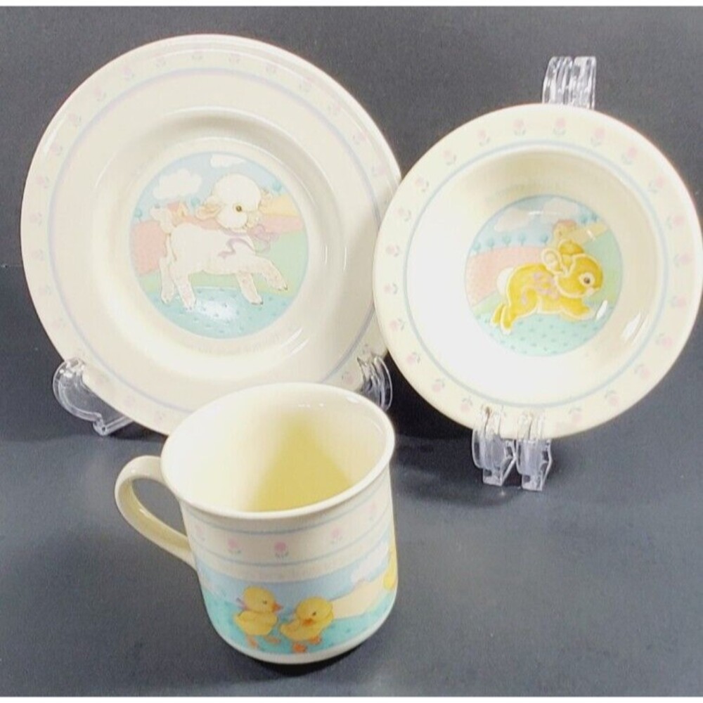 1984 3-Piece Hallmark Child's Dish Set Heirloom Collection Plate Bowl Cup Baby